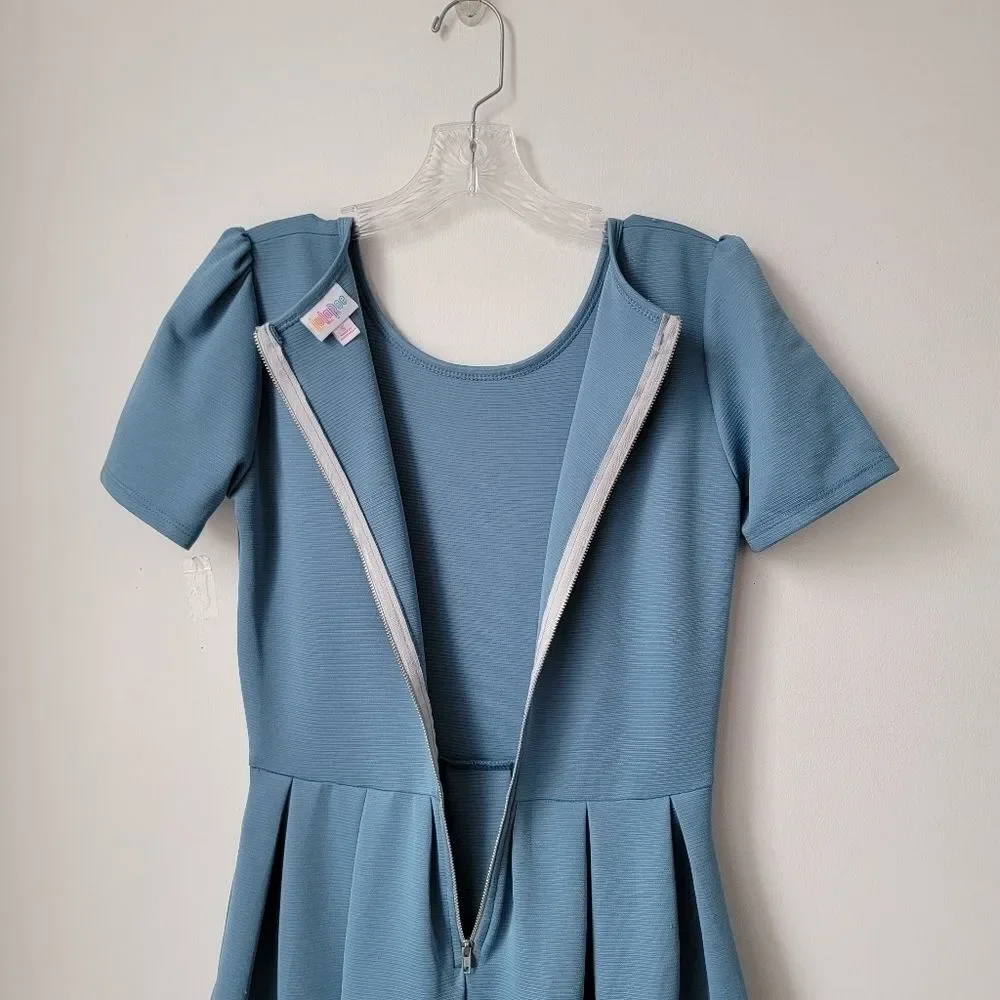 LULAROE Solid Slant Pocket Pleated Dress Light Blue Size Small - Picture 9 of 11